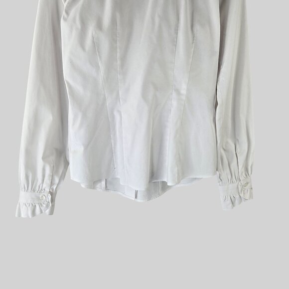 Brooks Brothers Buttondown Shirt White Ruffle Academia Old Money Preppy Work Top - Picture 12 of 13